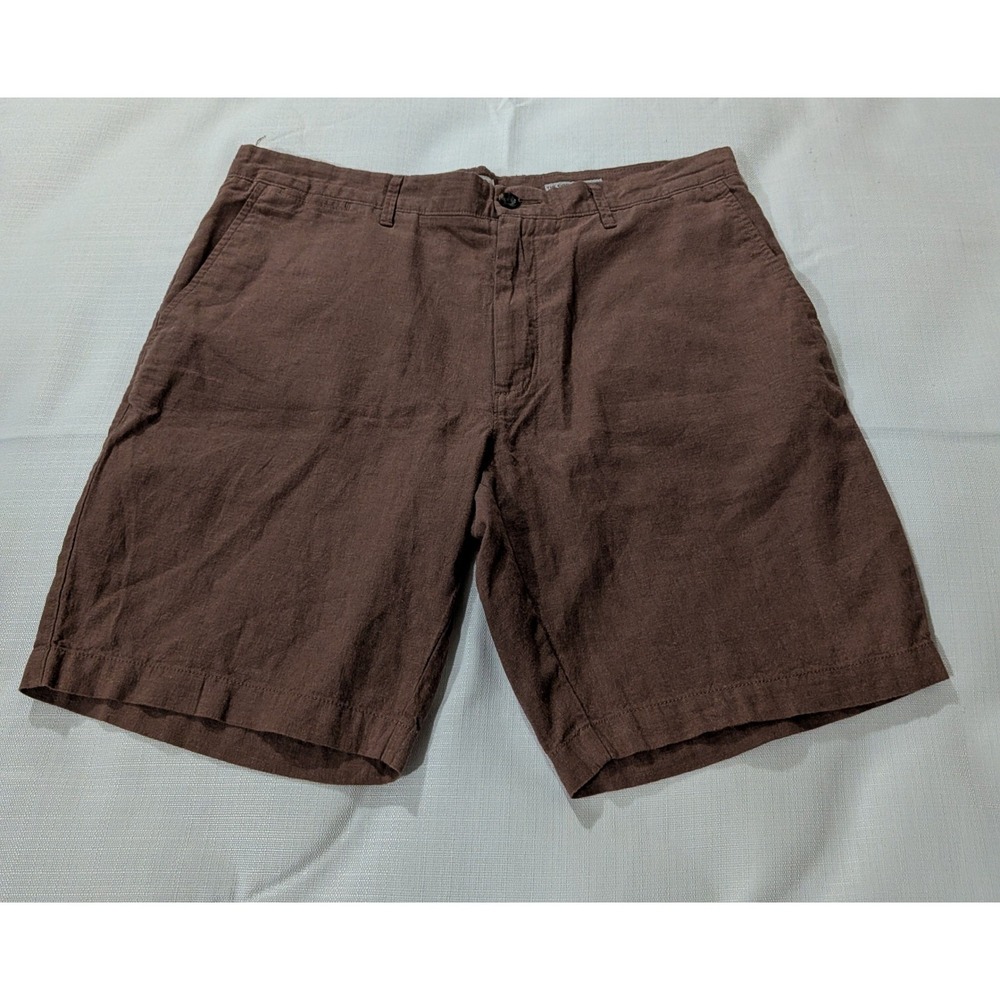 Goodfellow & Co Every Wear Linen Blend Shorts 36W 9" Inseam Preppy Casual Brown